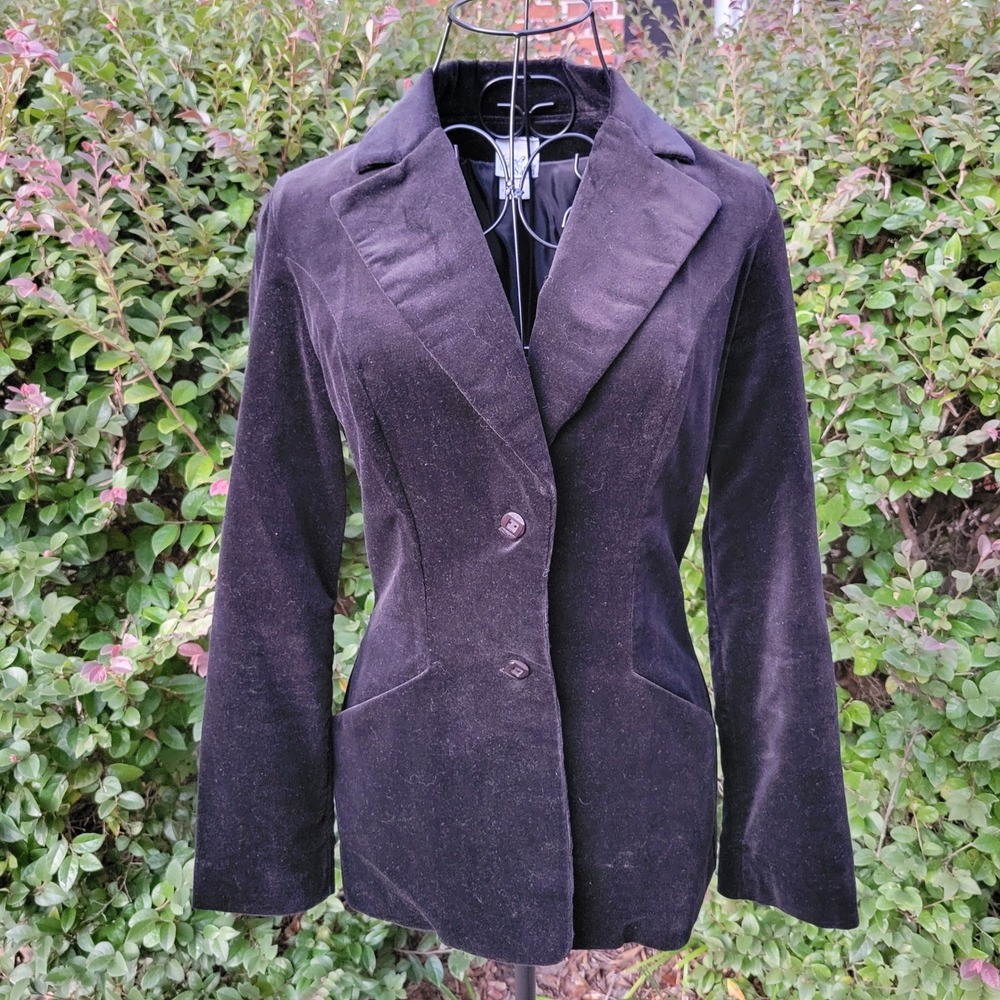 Salem 5/6 Blazer Black Velvet Combed Cotton Notched Lapel Jacket Equestrian